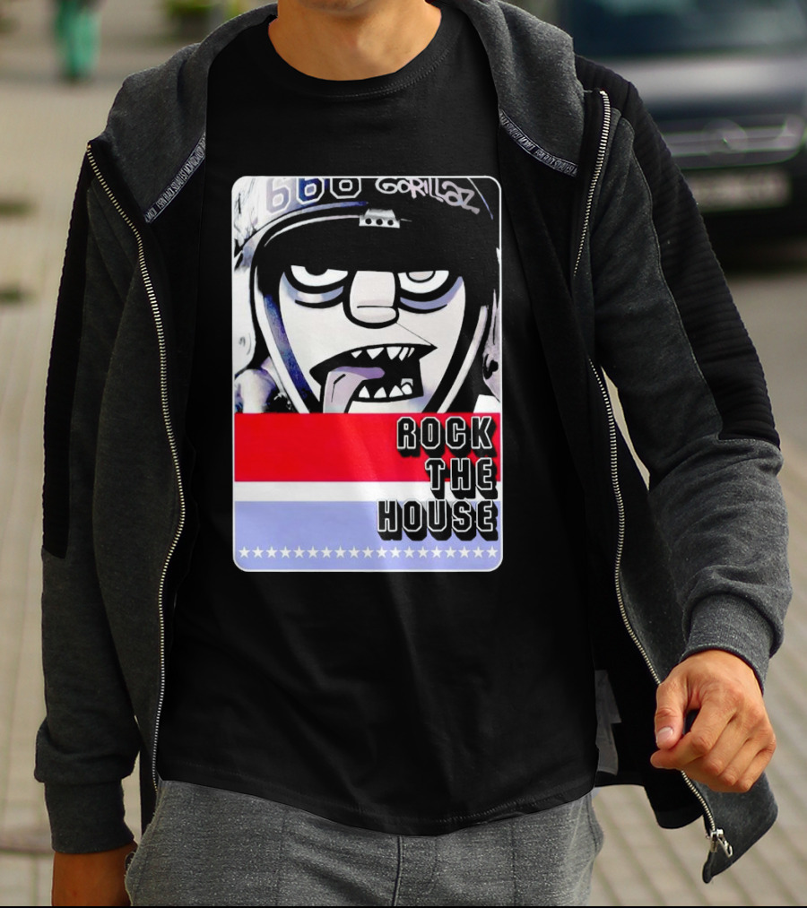 Gorillaz Rock The House 66 50s Style Helmet T-Shirt