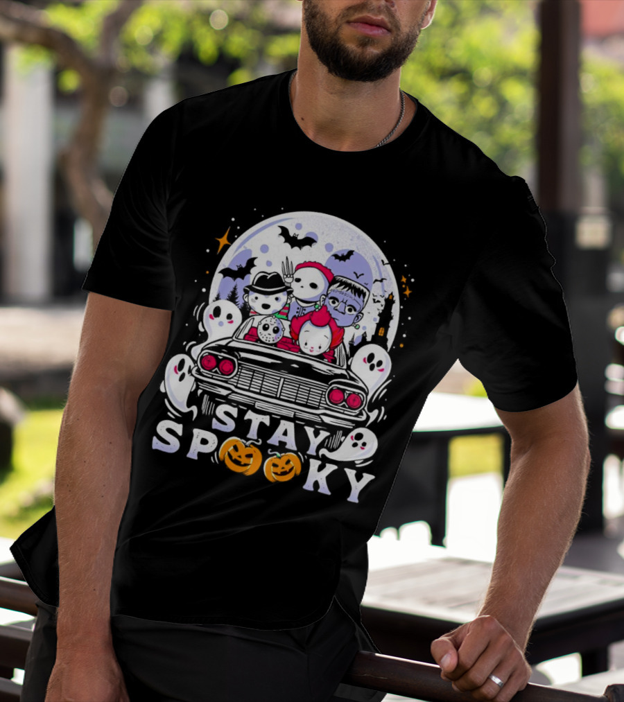 Stay Spooky Halloween Horror Movie Characters Car Ride T-Shirt