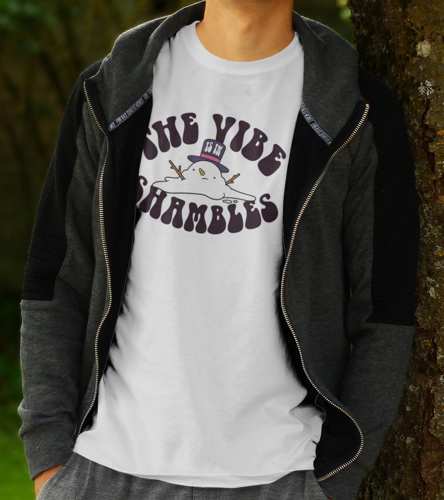 The Vibe Is In Shambles Snowman With Top Hat And Melting Expression T-Shirt
