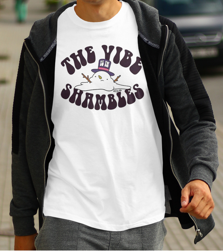The Vibe Is In Shambles Snowman With Top Hat And Melting Expression T-Shirt