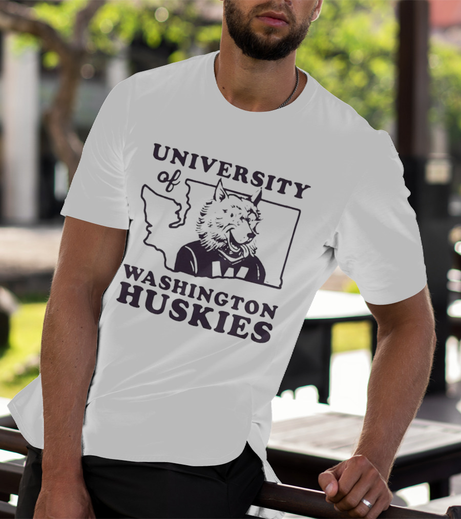 University Of Washington Huskies Mascot Outline Map T-Shirt