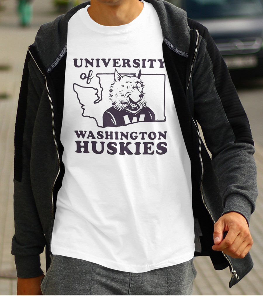 University Of Washington Huskies Mascot Outline Map T-Shirt