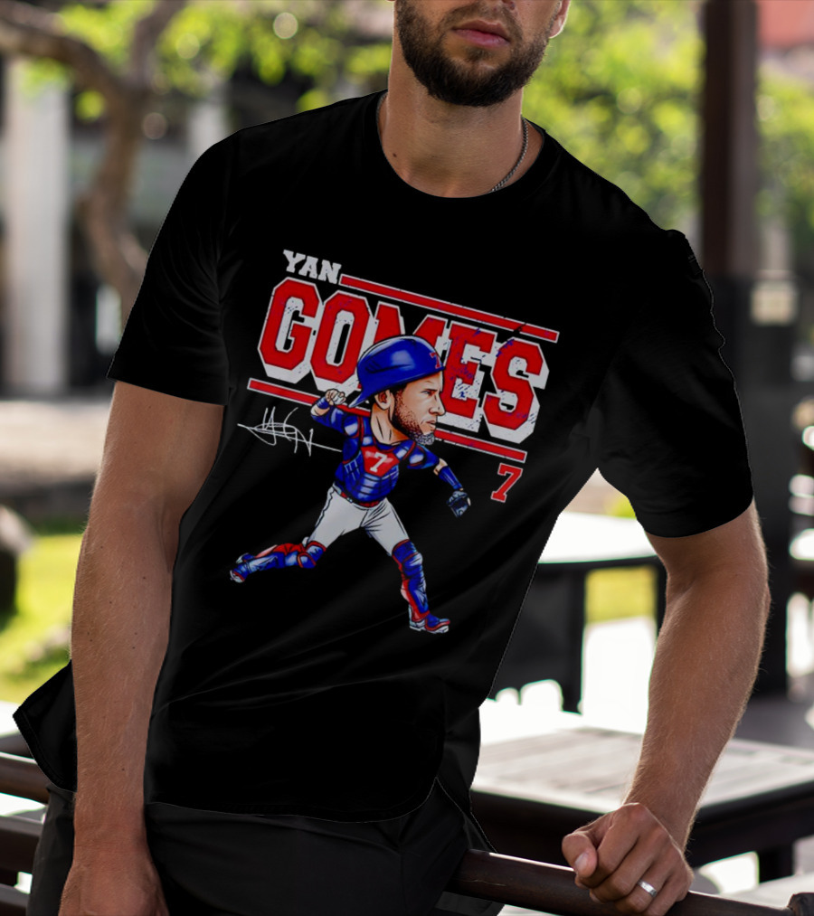 Yan Gomes Chicago Cubs Cartoon Vintage 7 Baseball Caricature T-Shirt