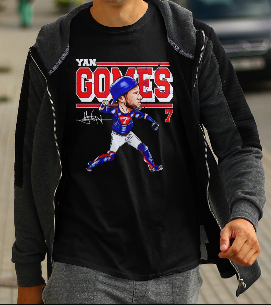 Yan Gomes Chicago Cubs Cartoon Vintage 7 Baseball Caricature T-Shirt