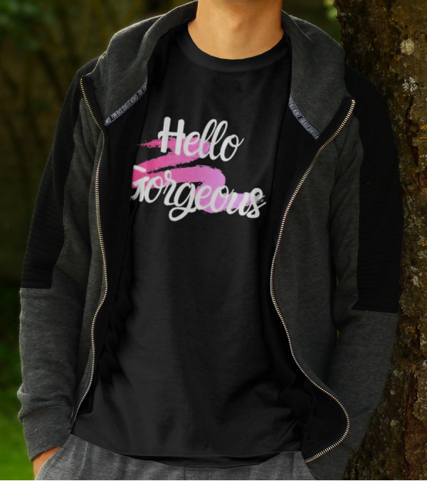 Hello Gorgeous Pink Brushstroke T-Shirt
