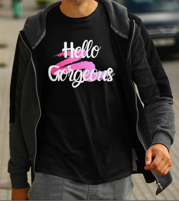 Hello Gorgeous Pink Brushstroke T-Shirt