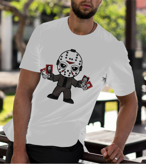 Jason Voorhees Tarot Card Halloween Cartoon Character With Mask And Cards T-Shirt