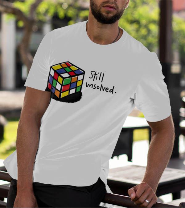 Rubik's Cube Still Unsolved Black Background Puzzle Humor T-Shirt