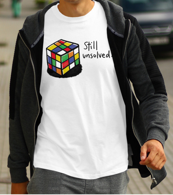 Rubik's Cube Still Unsolved Black Background Puzzle Humor T-Shirt