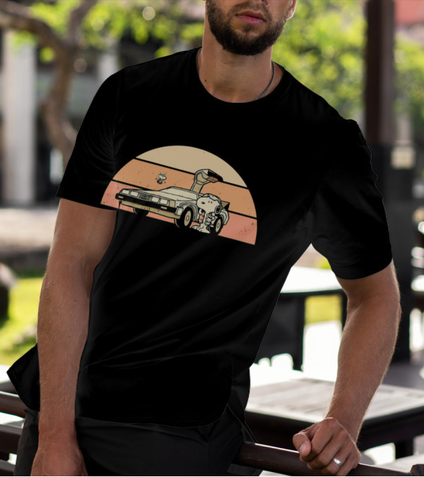 Snoopy Outatime Beagle Vintage DeLorean Adventure Retro Peanuts Woodstock T-Shirt