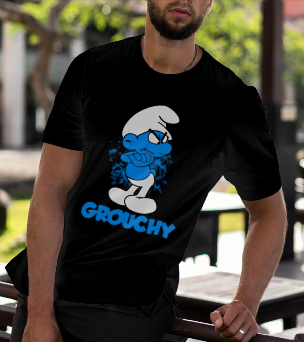 Grouchy Smurf Blue Attitude Character T-Shirt