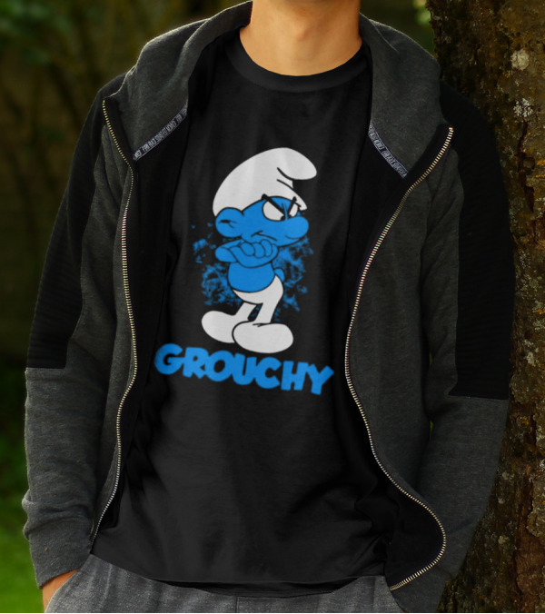 Grouchy Smurf Blue Attitude Character T-Shirt