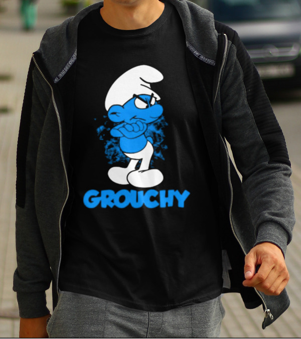 Grouchy Smurf Blue Attitude Character T-Shirt