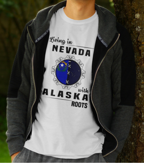 Living In Nevada With Alaska Roots State Pride Fusion Emblem T-Shirt