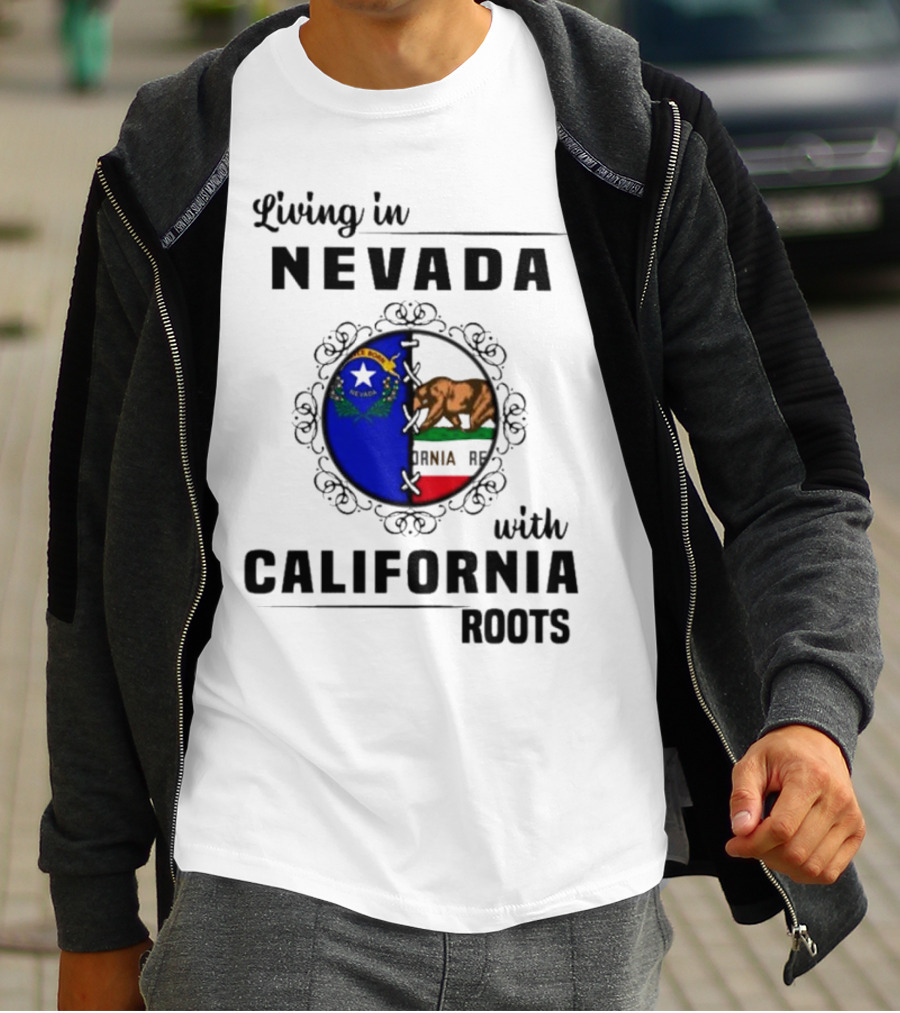 Living In Nevada With California Roots State Symbols Connection T-Shirt