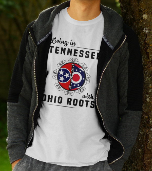 Living In Tennessee With Ohio Roots Flag T-Shirt