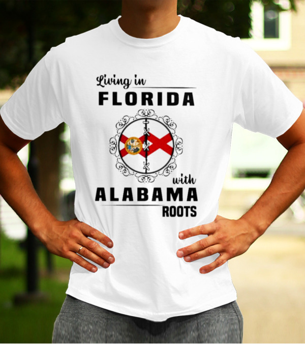 Living In Florida With Alabama Roots State Flags Circular T-Shirt