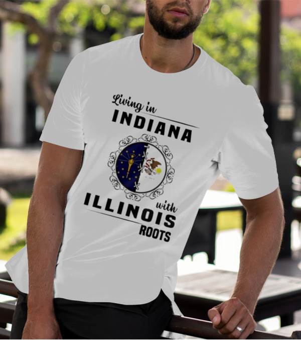 Indiana Living With Illinois Roots Emblem T-Shirt