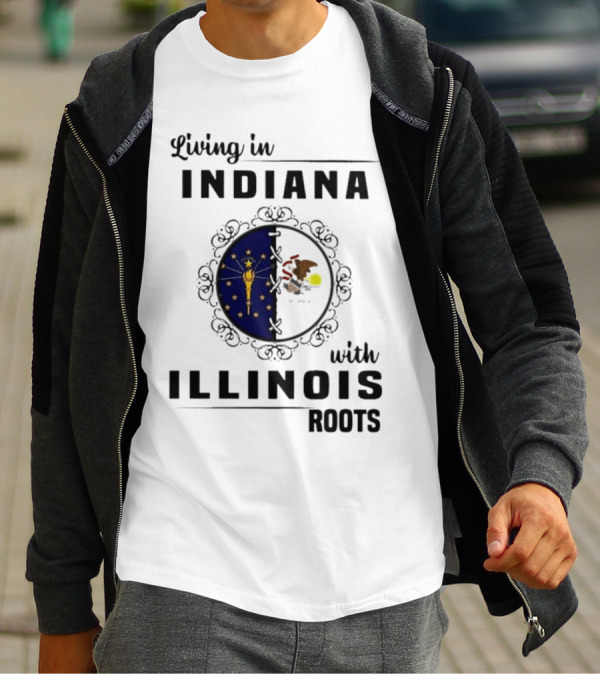 Indiana Living With Illinois Roots Emblem T-Shirt