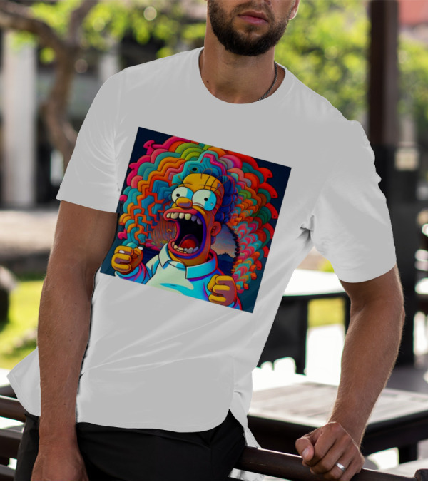 Homer Simpson Psychedelic Scream Wave Explosion T-Shirt