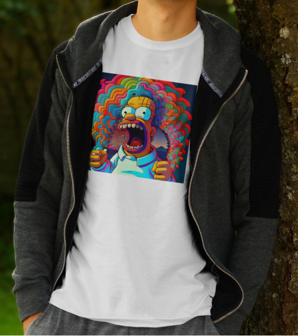 Homer Simpson Psychedelic Scream Wave Explosion T-Shirt
