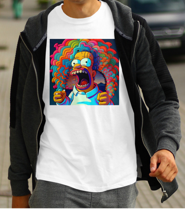 Homer Simpson Psychedelic Scream Wave Explosion T-Shirt
