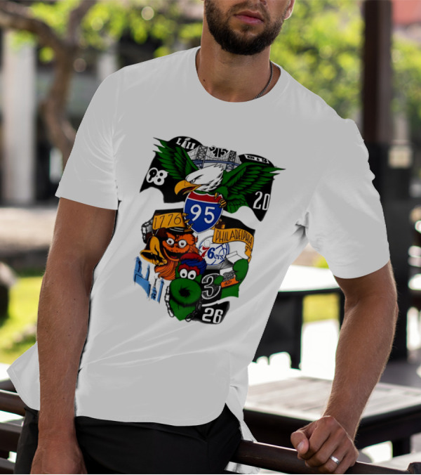 LII Eagle 215 Philadelphia 98 20 1776 76ers 26 Mascot T-Shirt