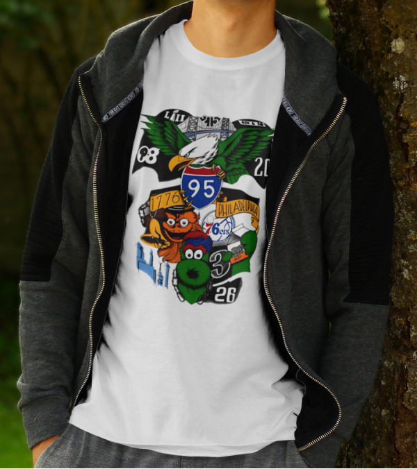 LII Eagle 215 Philadelphia 98 20 1776 76ers 26 Mascot T-Shirt