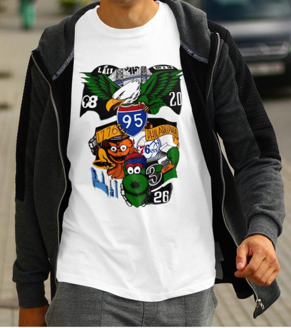 LII Eagle 215 Philadelphia 98 20 1776 76ers 26 Mascot T-Shirt