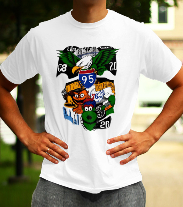 LII Eagle 215 Philadelphia 98 20 1776 76ers 26 Mascot T-Shirt