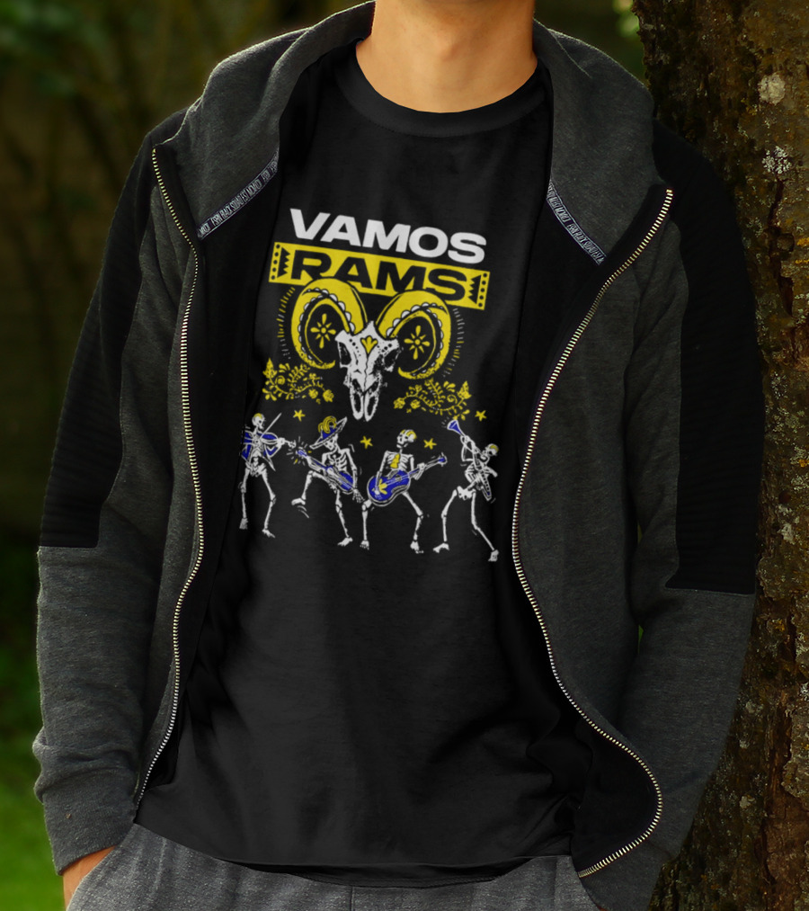 Vamos Rams Dia De Los Muertos Skeleton Dance T-Shirt