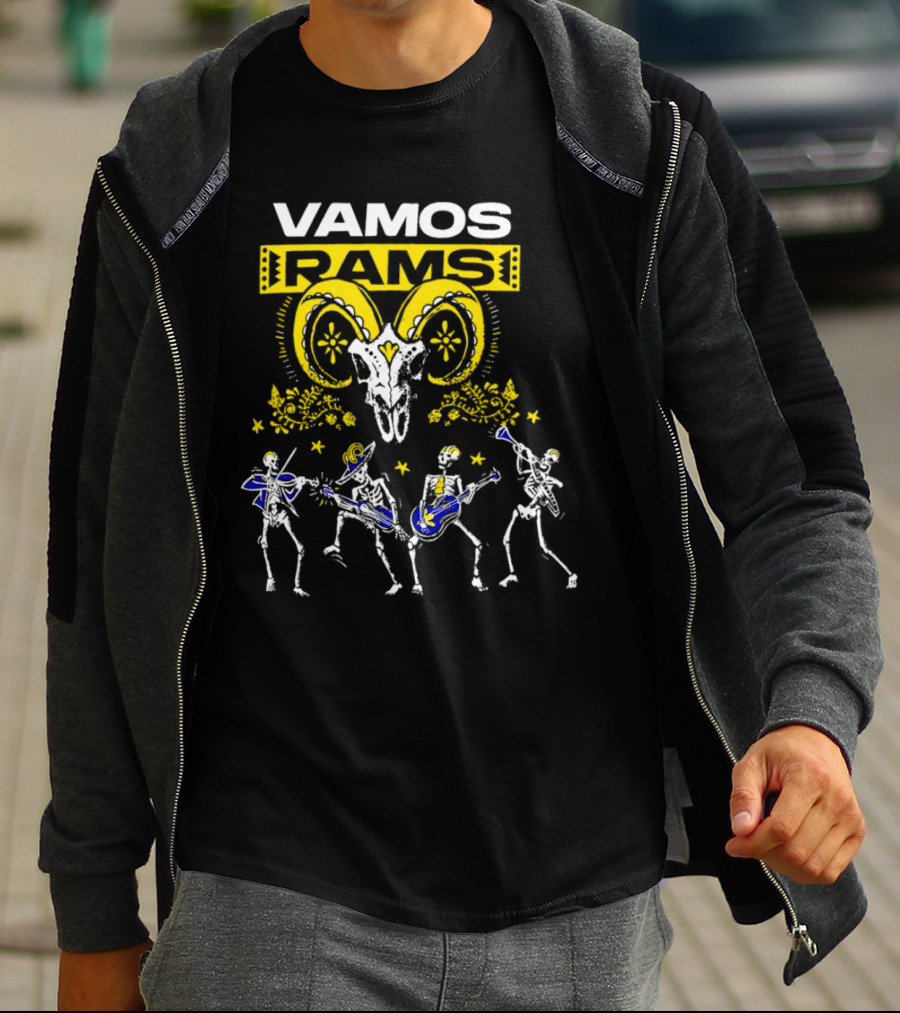 Vamos Rams Dia De Los Muertos Skeleton Dance T-Shirt