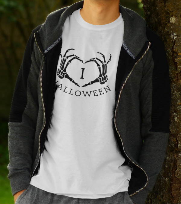 Skeleton Heart I Love Halloween T-Shirt