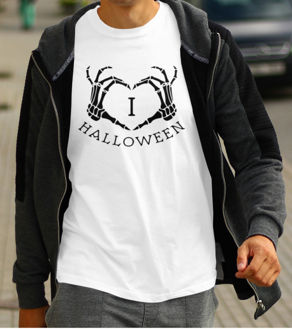 Skeleton Heart I Love Halloween T-Shirt