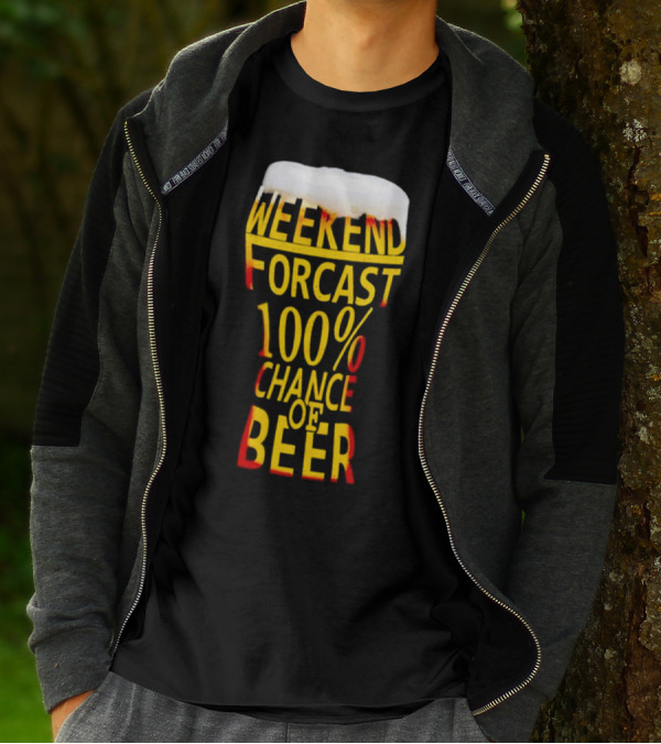 Weekend Forecast 100% Chance Of Beer Pint Glass T-Shirt