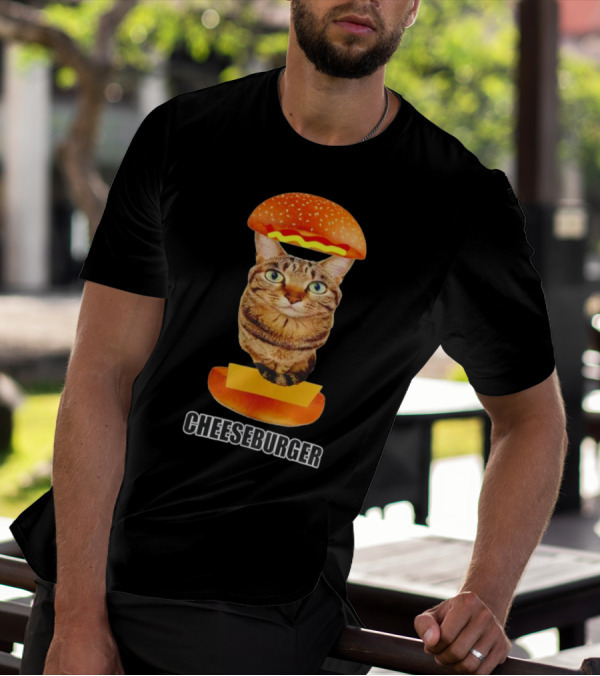Cat Cheeseburger Head Sandwich T-Shirt