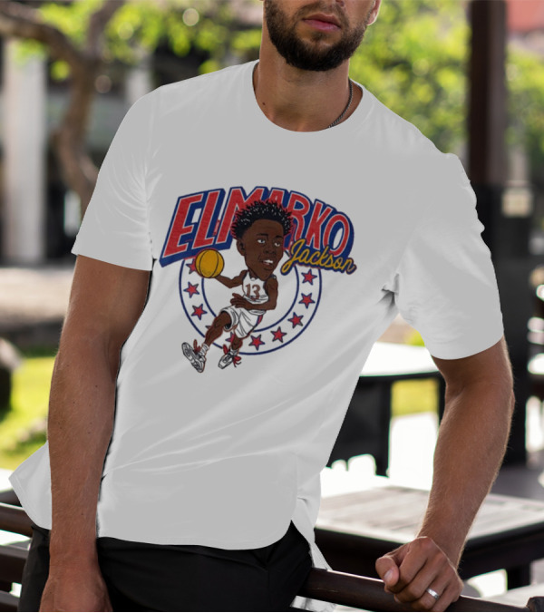 Elmarko Jackson Kansas Jayhawks Basketball Vintage Stars T-Shirt