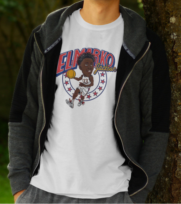 Elmarko Jackson Kansas Jayhawks Basketball Vintage Stars T-Shirt