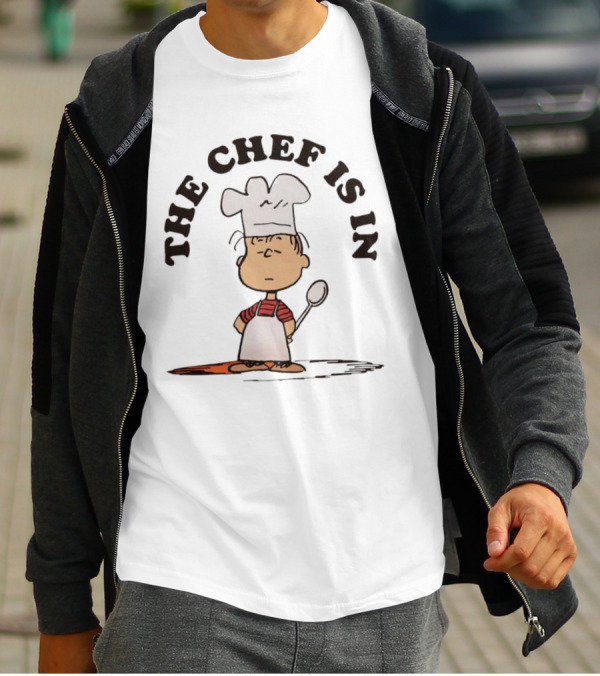 Linus Peanuts The Chef Is In Cooking Spoon Comic Character T-Shirt
