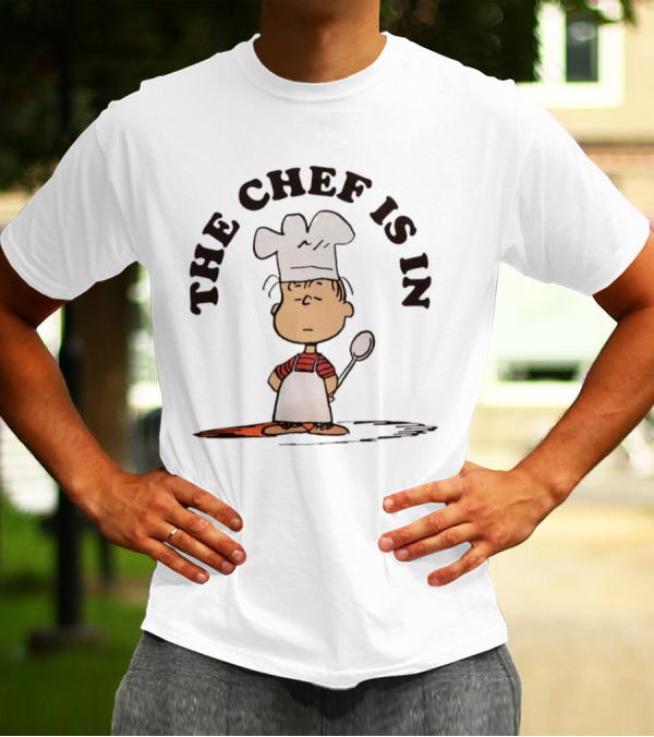 Linus Peanuts The Chef Is In Cooking Spoon Comic Character T-Shirt