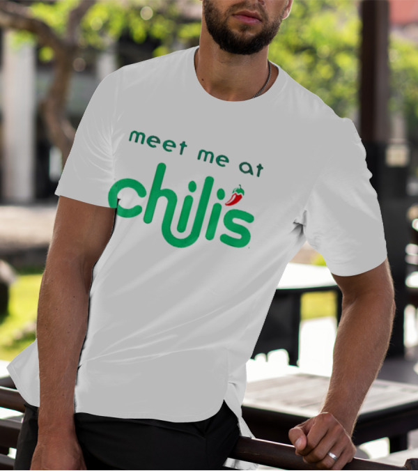 Meet Me At Chili’s Neon Logo With Chili Pepper T-Shirt