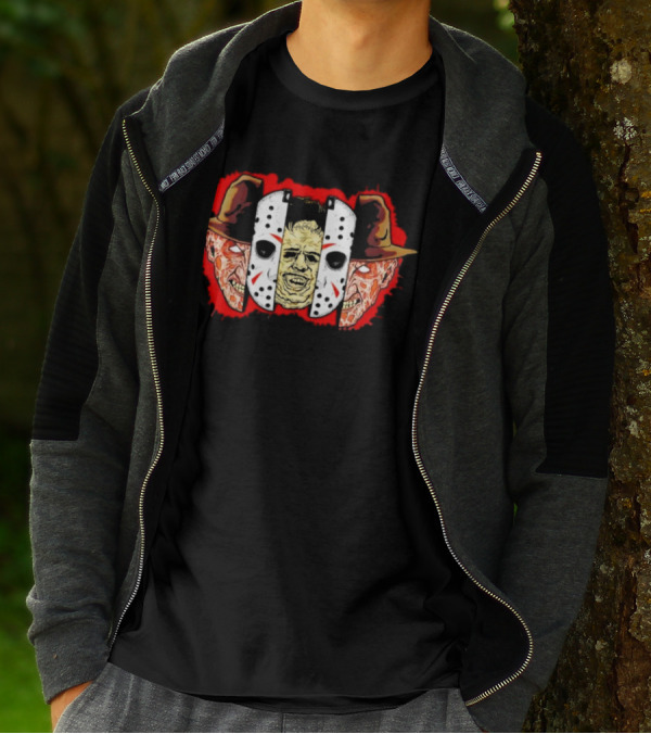 Michael Myers Jason Voorhees Freddy Krueger Slasher Trio Mask Horror Icons T-Shirt