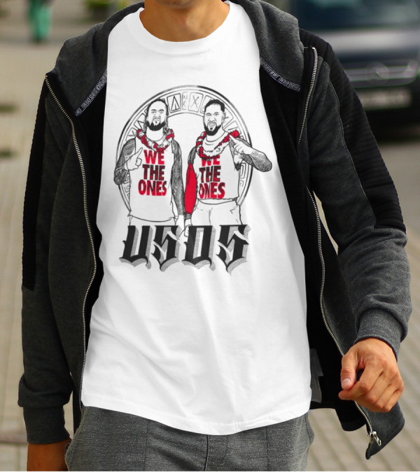 Ripple Junction Gray The Usos We The Ones Red Text And Figures T-Shirt
