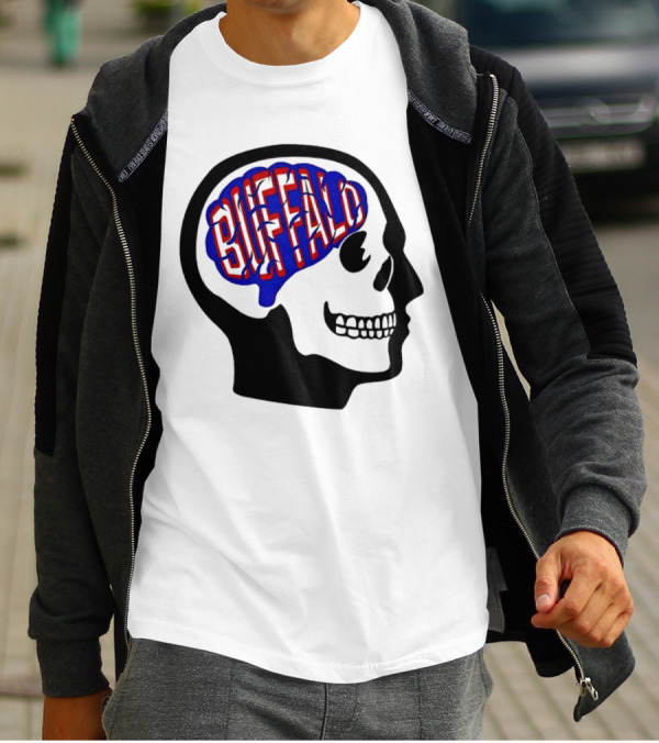 Buffalo Brain Outline In Skull T-Shirt
