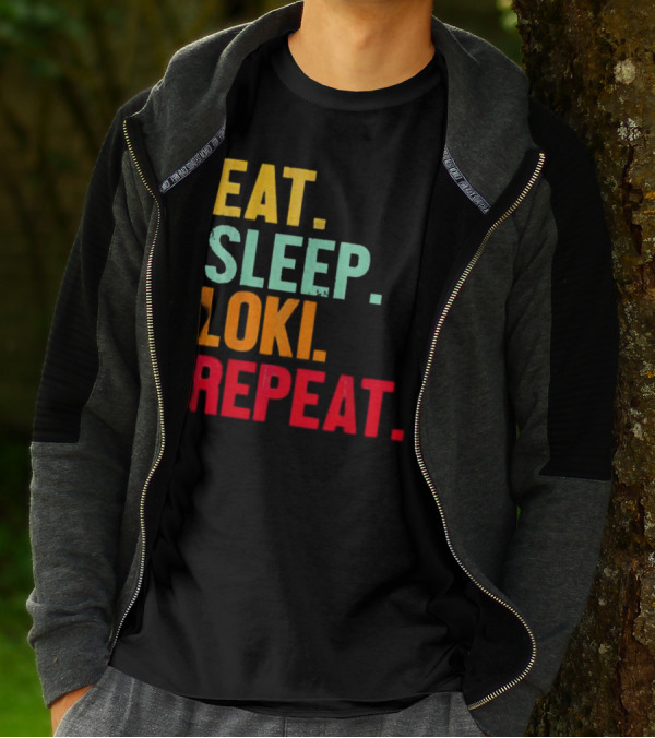 Eat Sleep Loki Repeat Marvel Fans Fandom Phrase T-Shirt