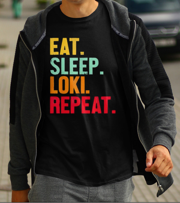 Eat Sleep Loki Repeat Marvel Fans Fandom Phrase T-Shirt