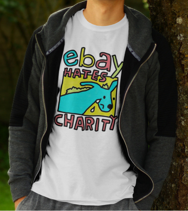 Ebay Hates Charity Whimsical Blue Goat T-Shirt