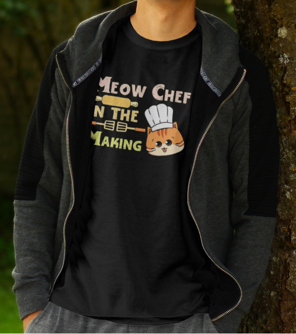 Meow Chef In The Making Rolling Pin And Whisk With Cute Cat Chef Hat T-Shirt