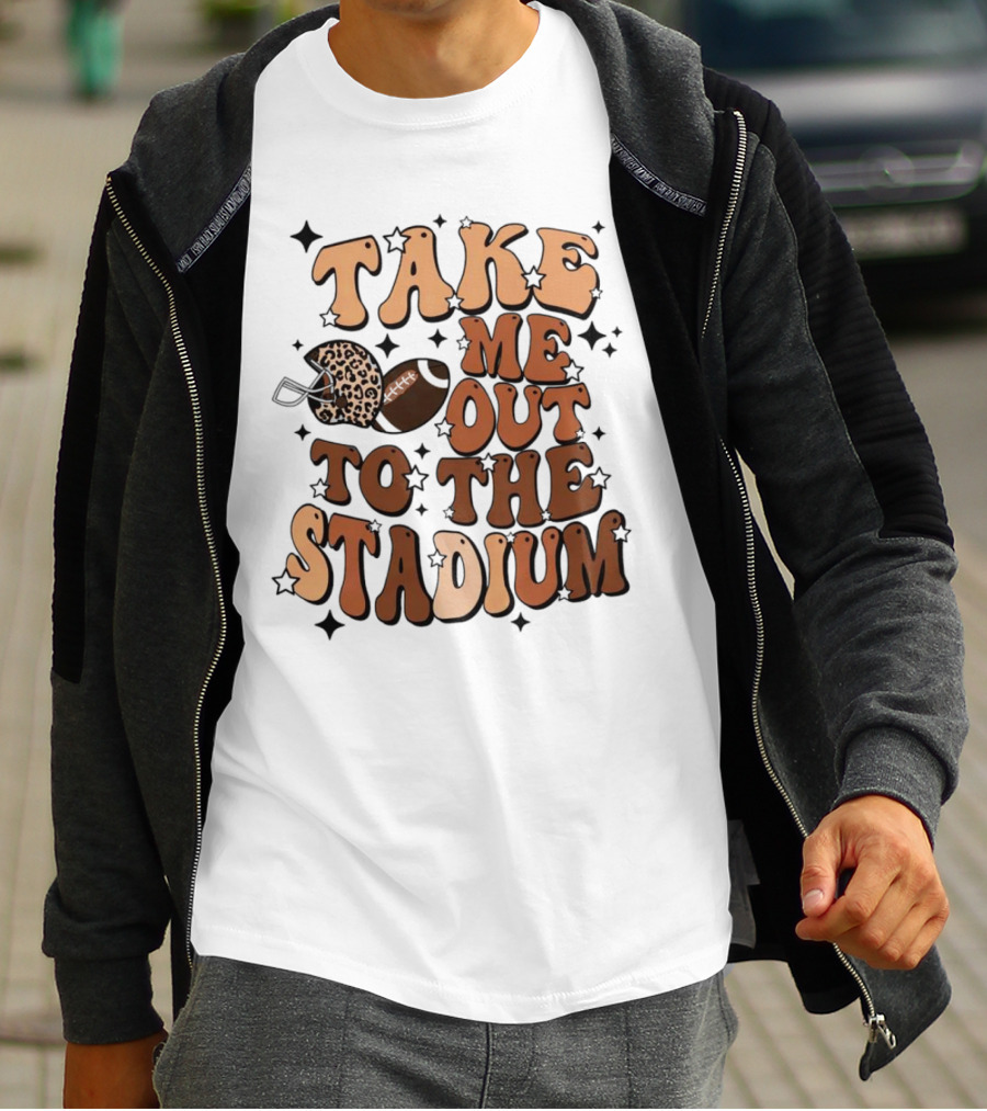 Take Me Out To The Stadium Leopard Helmet Football T-Shirt