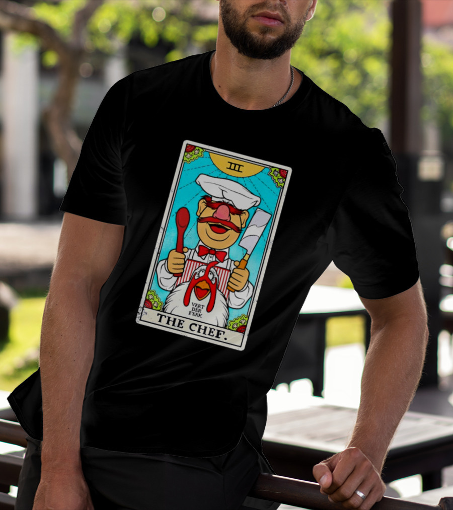 The Chef Tarot Card Vert Der Ferk Spoon Cleaver Chicken T-Shirt